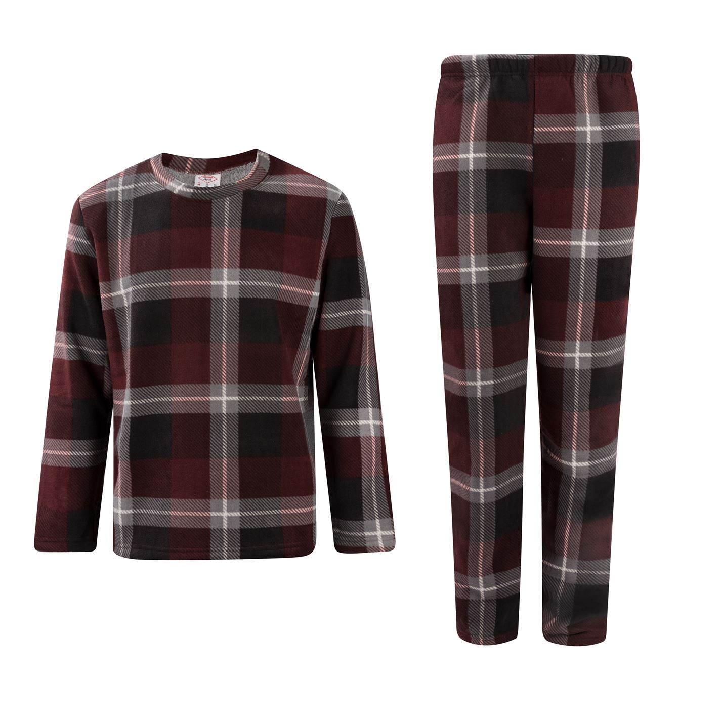 pánské zateplené pyžamo LEE COOPER - BURGUNDY/CHK - XL