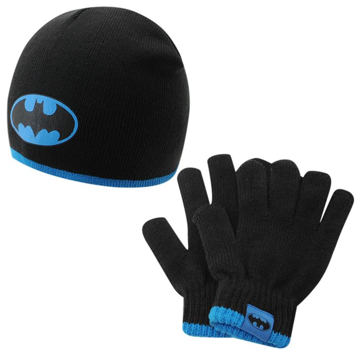 dětský set čepice + rukavice BATMAN - BLACK/BLUE - 140 9-10 let