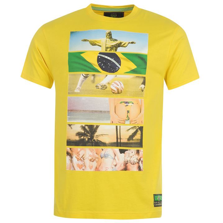pánské tričko BRAZIL - YELLOW - 2XL