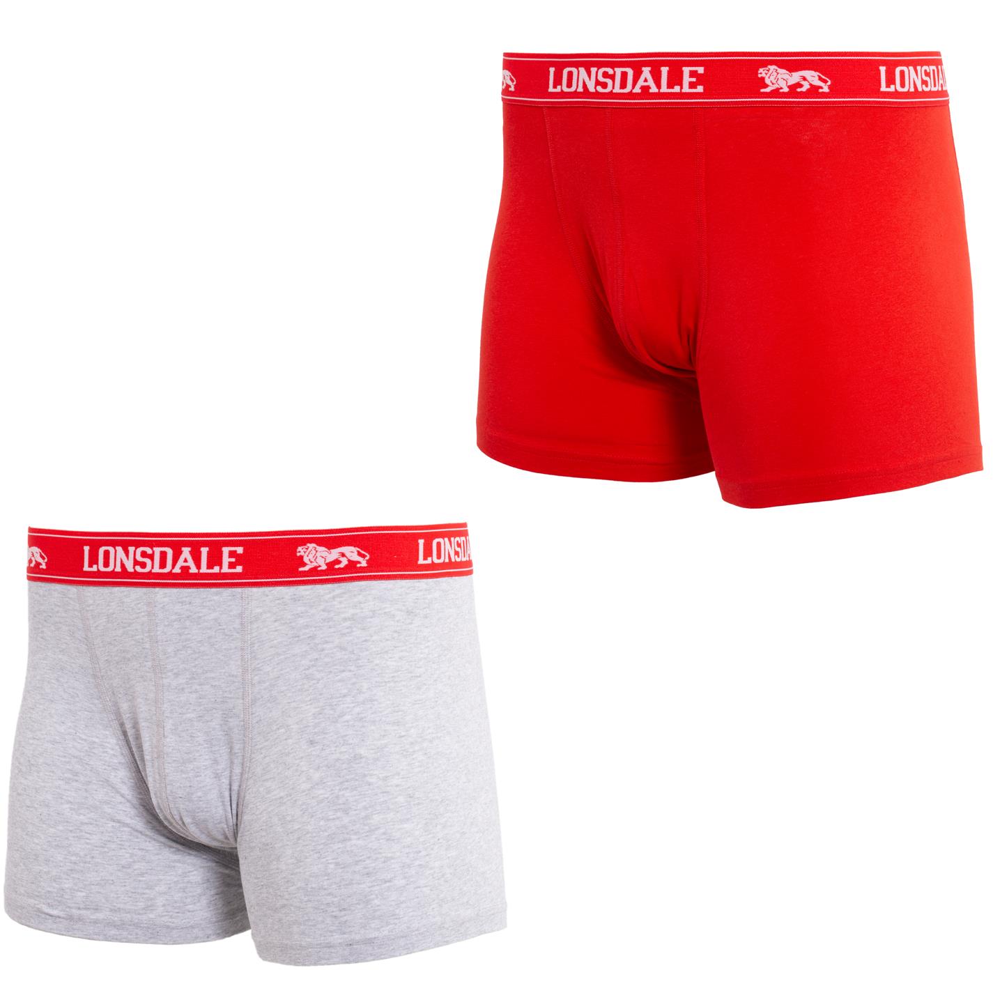 pánské boxerky LONSDALE - RED/GREY (2ks) - M