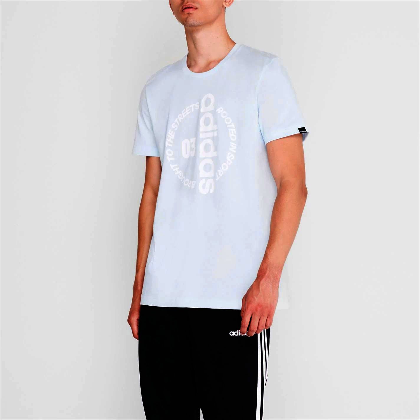 pánské tričko ADIDAS - LTBLUE/WHITE - 2XL