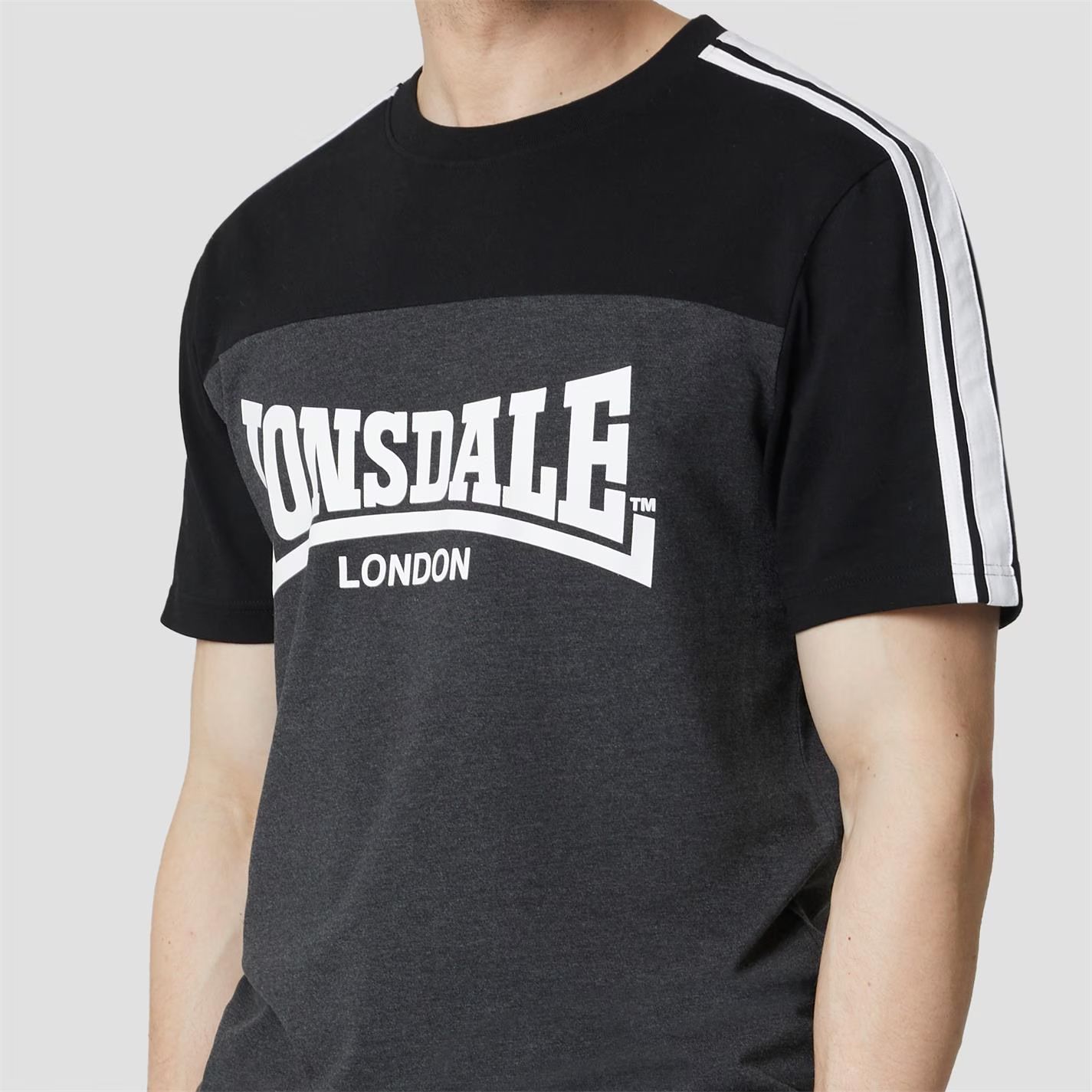 pánské tričko LONSDALE - BLACK/CHARCOAL - 2XL