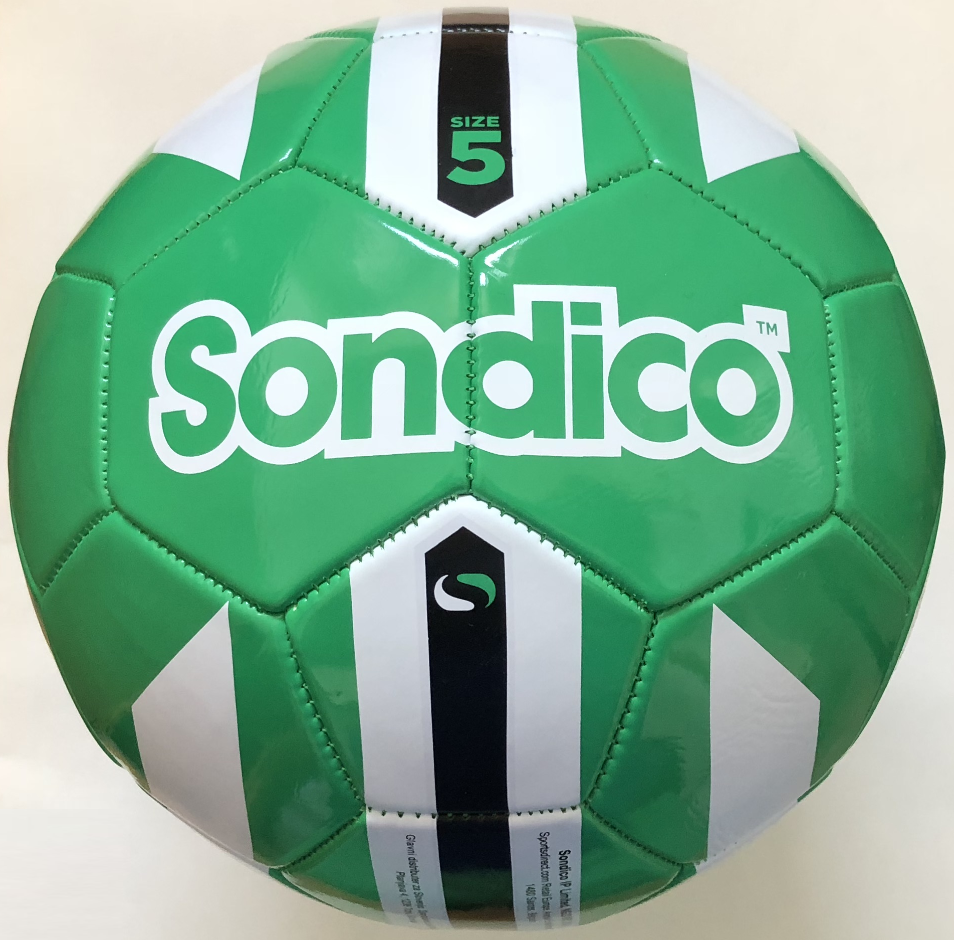 fotbalový míč, kopačák SONDICO, velikost 5, barva zelená/bílá/černá