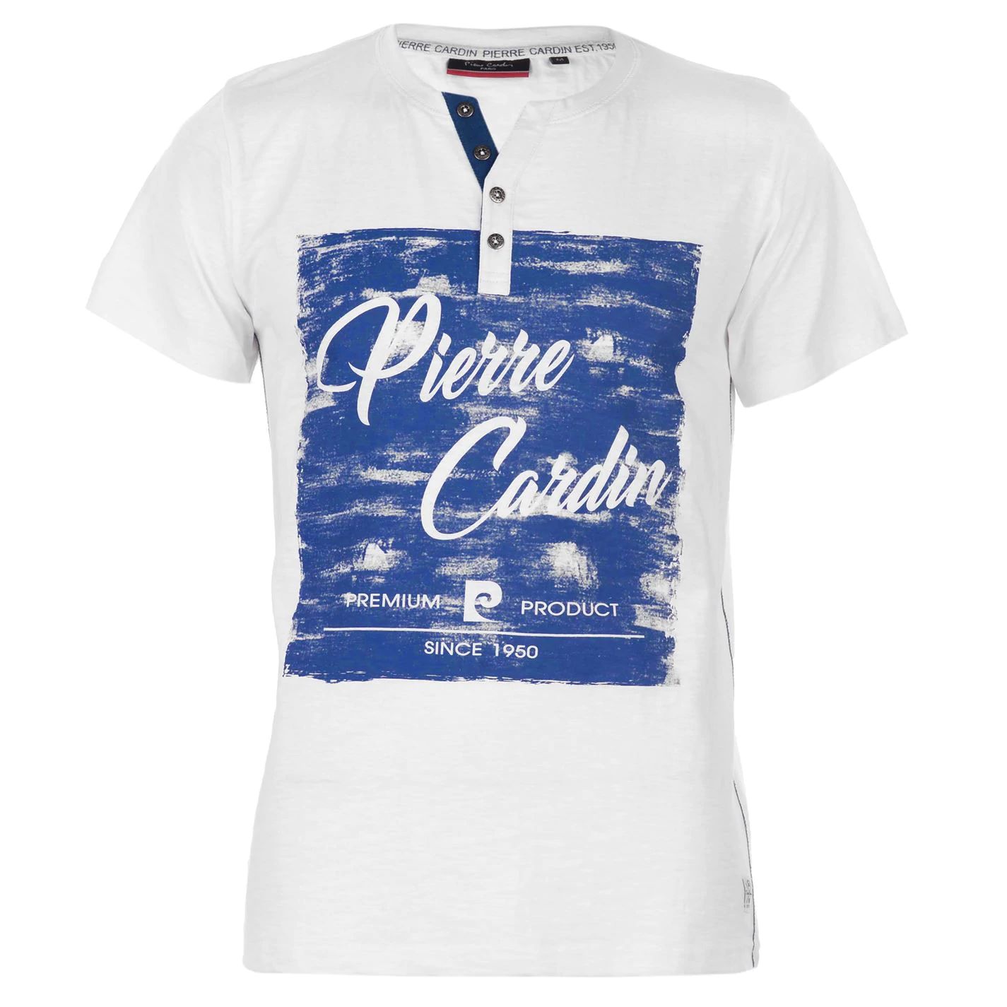 pánské tričko PIERRE CARDIN y neck - WHITE