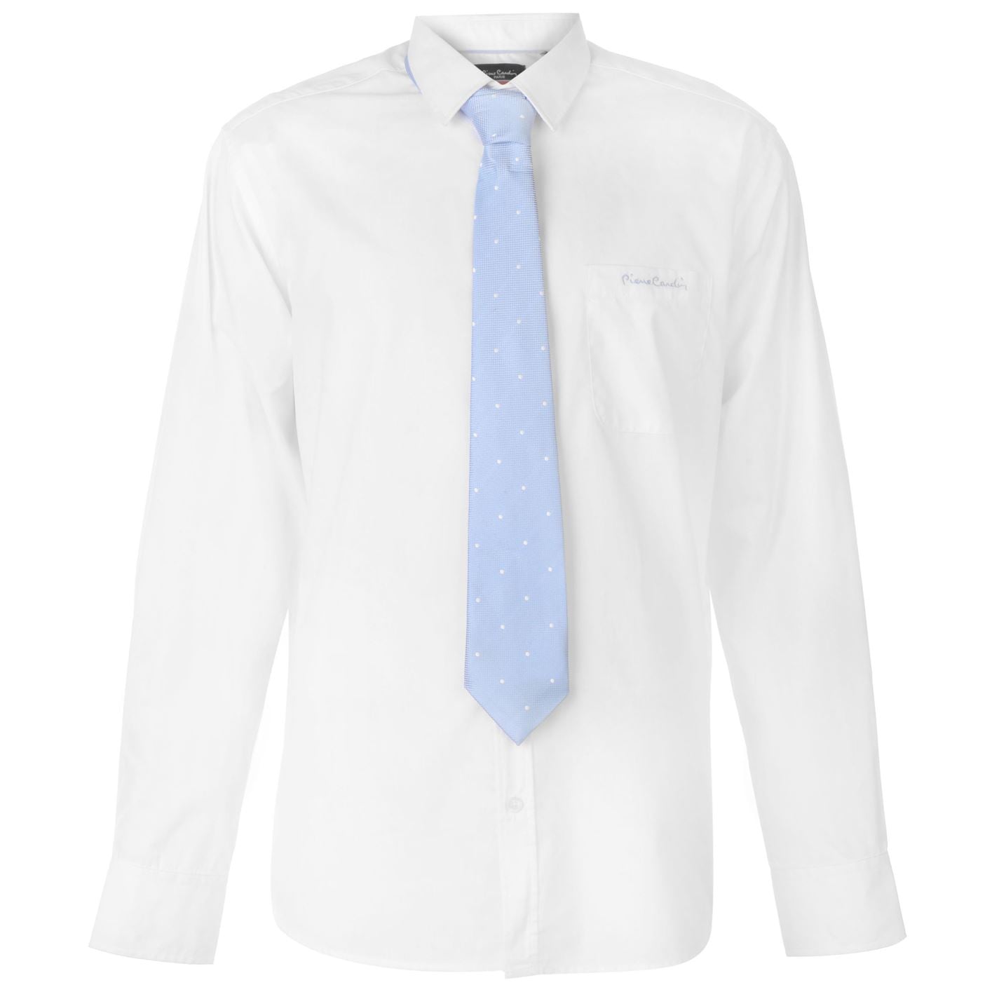 pánská košile s kravatou PIERRE CARDIN - WHT/BLUE PLAIN