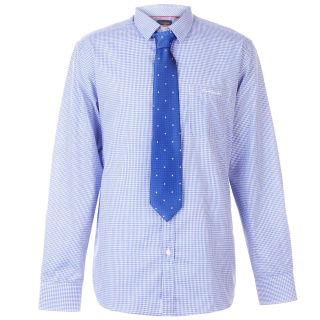 pánská košile s kravatou PIERRE CARDIN - BLEU/WHITE GING