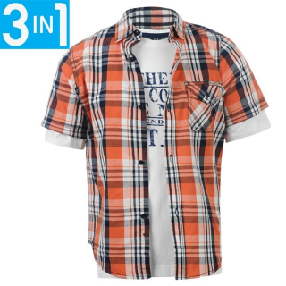 dětské tričko + košile LEE COOPER - NAVY/ORANGE/WHITE - 152 11-12 let