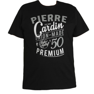 pánské tričko PIERRE CARDIN - BLACK - 4XL
