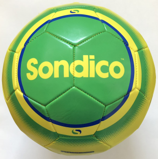fotbalový míč, kopačák SONDICO, velikost 5, barva žlutá/zelená/modrá