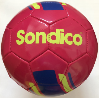 fotbalový míč, kopačák SONDICO, velikost 4, barva růžová/modrá/žlutá
